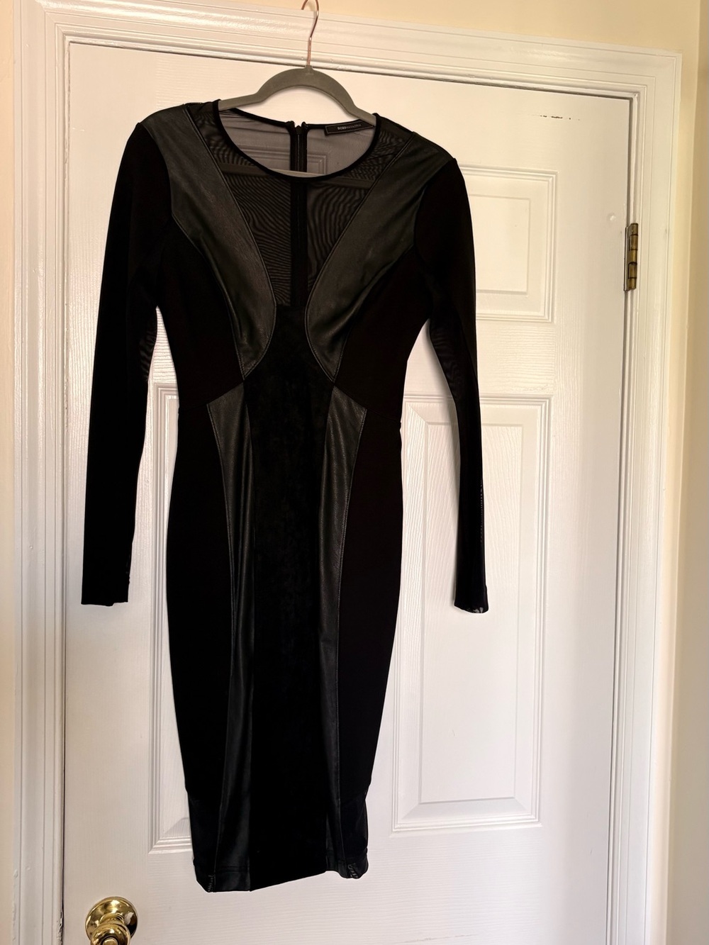 BCBGMaxAzria Black Long-Sleeve Panel Bodycon Dress